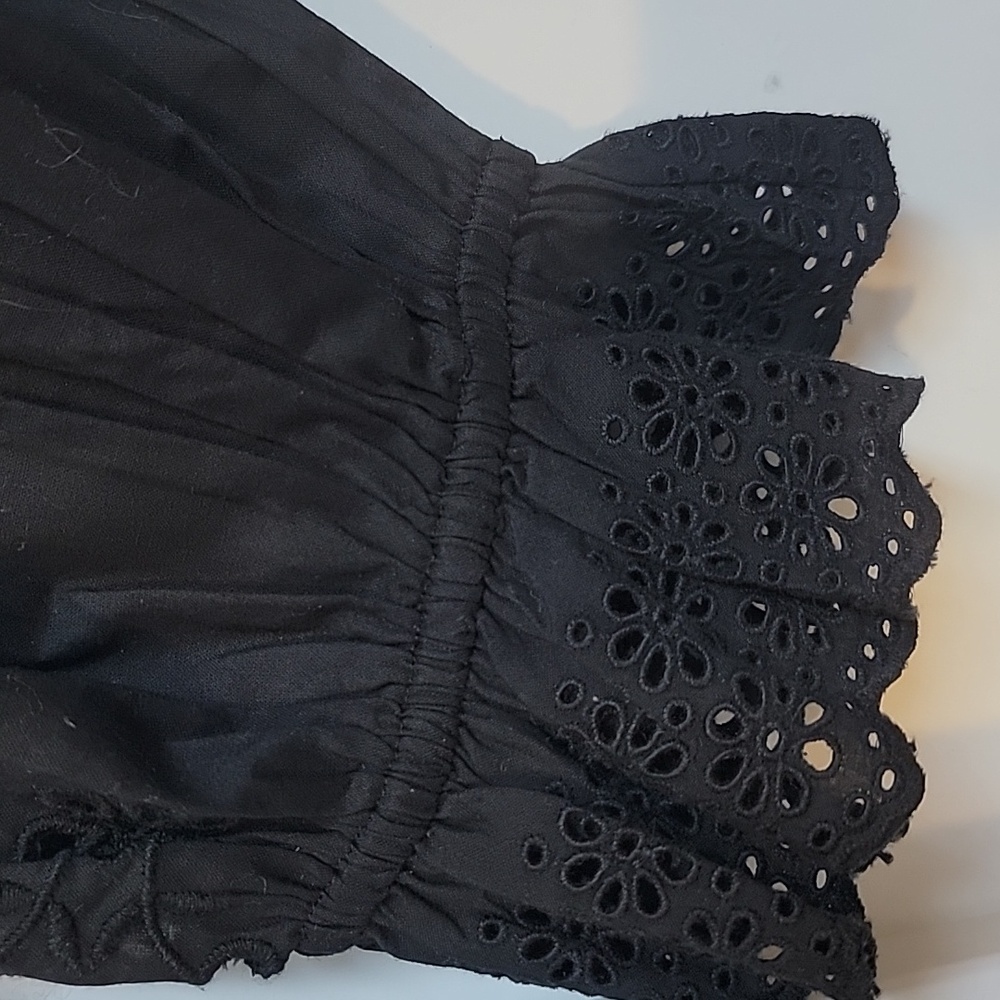 J. Crew Black Eyelet Lace-Trim Button Front Blouse - Picture 7 of 12